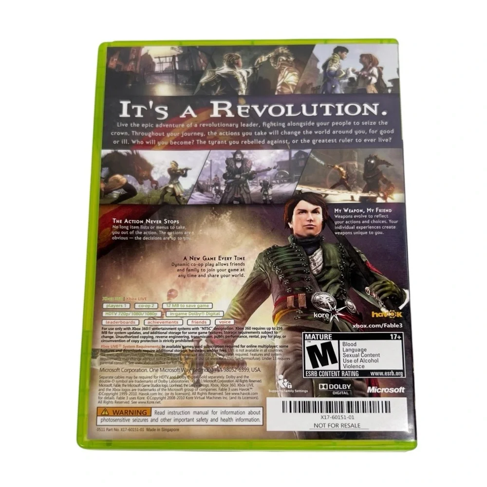 Fable 3 III Xbox 360 Preowned Original Case & Manual User Guide